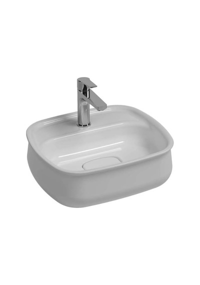Isvea Fluido Tezgah Üzeri Çanak Lavabo 47 CM Bas-Aç Set Mat Beyaz
