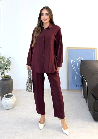 Bordo Modal Cupro İkili Takım