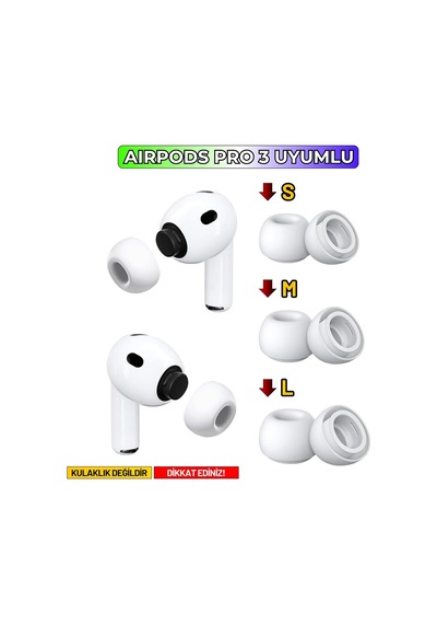 Airpods Pro 3 Uyumlu Toz Filtreli Premium Silikon Yedek Kulaklık Uçları Seti S/m/l