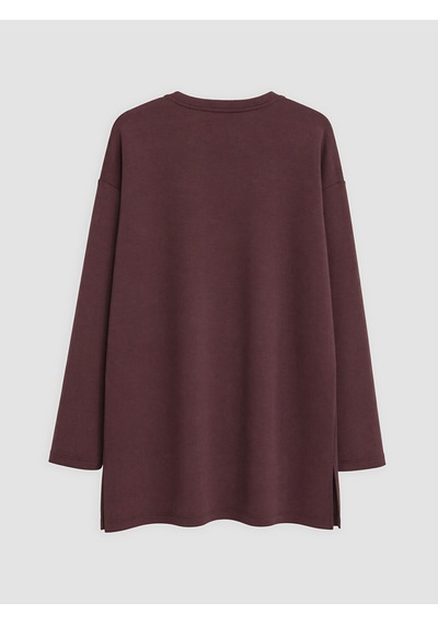Lcw Everyday Mürdüm Soft Touch Taşlı Oversize Kadın Sweatshirt Tunik