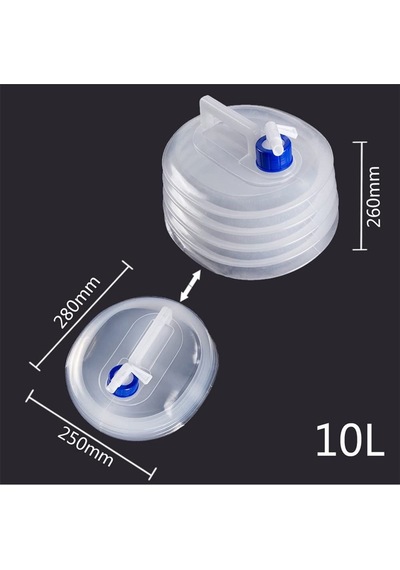 Musluk Kapaklı Akordiyon Portatif 10 Litre Bidon Container  Kova Şeffaf