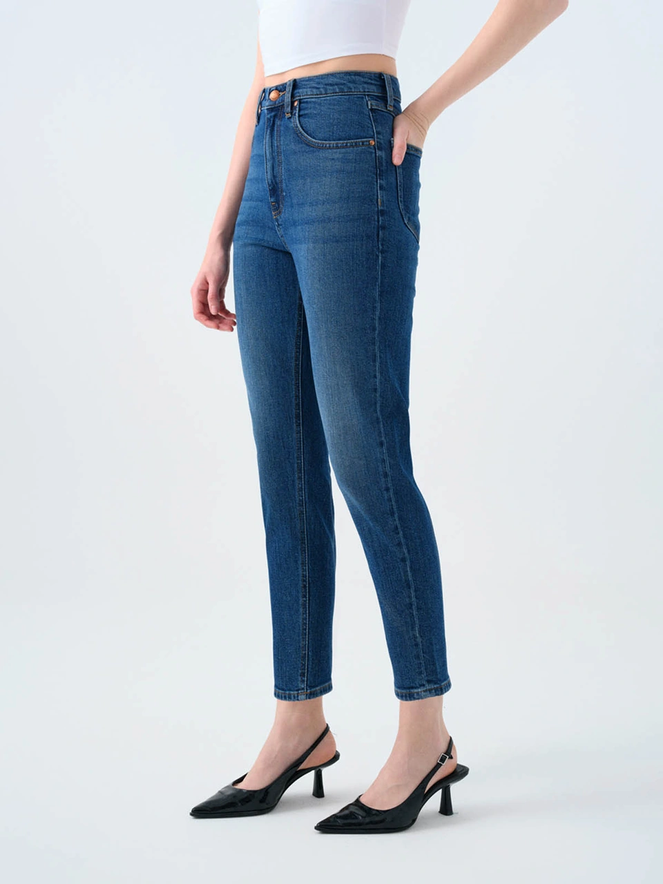 Loft Mom Slim Fit Mavi Kadın Jean Pantolon Lf2037084 Mavi