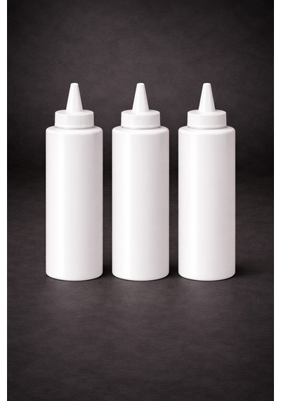 Sosluk Sıkma Şişesi 3 Adet 500 Ml Bpa Free Mayonez Sos Şişesi Endüstriyel Kullanım Beyaz