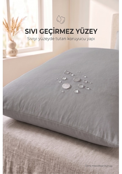 Formeya 2'li Gri Fermuarlı Sıvı Geçirmez Yastık Koruyucu Alez