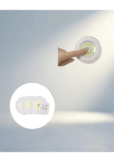 Uzaktan Kumandalı 3'lü Kablosuz Led Spot Lamba Seti .