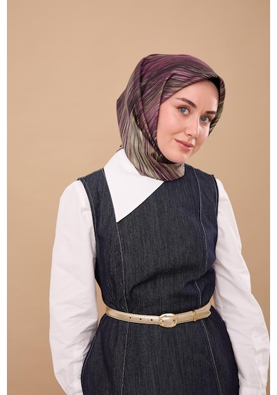 Silk Home Twill İpek Eşarp 11484-29 Mor, Yeşil, Menekşe, Koyu Yeşil