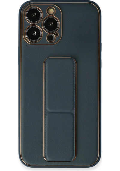 Gld-spt- Newface Apple Uyumlu iPhone 13 Pro Kılıf Coco Deri Standlı Kapak - Mavi