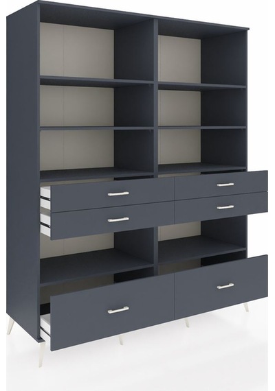 Kronos Gardrop 8 Raflı 6 Çekmeceli 176x59x221 Antrasit-antrasit Beyaz Kronos Gardrop 8 Raflı 6 Çekmeceli 176x59x221 Antrasit-antrasit Beyaz