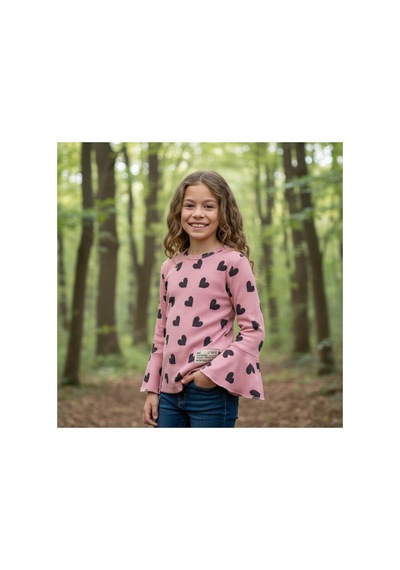 Fesshera Kids Kız Çocuk Sweatshirt Uzun Kollu Fitilli Kalp Desenli İspanyol Kol Kesimli Pamuklu Kışlık Sweatshirt Pembe Fesshera Kids Kız Çocuk Sweatshirt Uzun Kollu Fitilli Kalp Desenli İspanyol Kol Kesimli Pamuklu Kışlık Sweatshirt Pembe