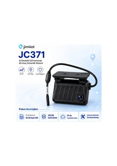 Jimiiot Jimi Iot Jc371 Çift Kameralı 4g Araç Kamerası Ve Gps Takip Sistemi Aı, Canlı İzleme, 3. Kamera Desteği