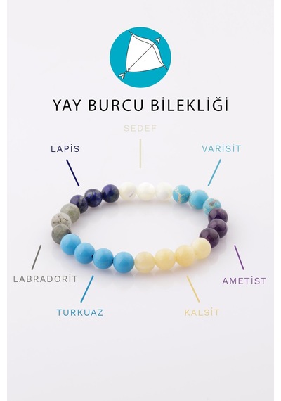 Alibaba Doğaltaş Yay Burcu Taşları Küre Kesim Doğal Taş Bileklik 8 MM Çok Renkli