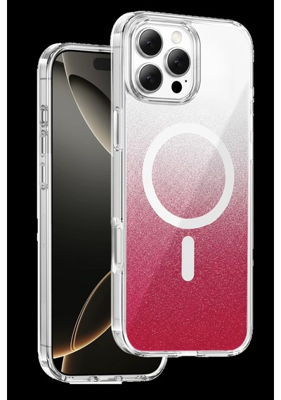 Onegif Apple iPhone Uyumlu 16 Pro Max Sora Simli Magsafe Kapak - Kırmızı Bz8683140937942