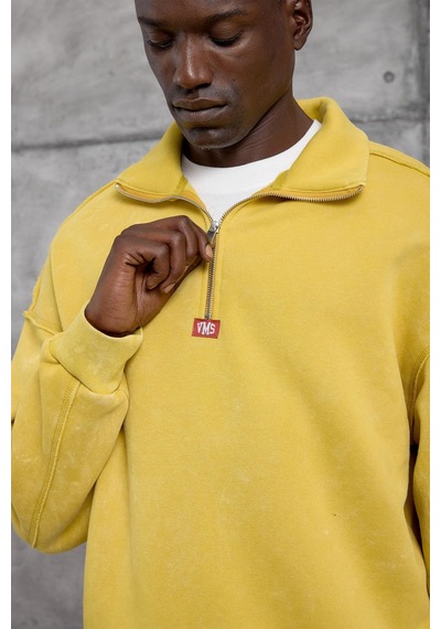 Hiccup Nomarc Bol Kesim Yarım Fermuarlı Uzun Kollu Sweatshirt Sarı