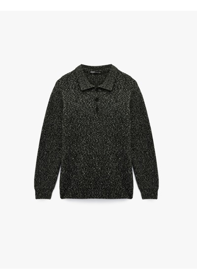 Koton Regular Fit Düğmeli Polo Yaka Triko Kazak Antrasit 6wam70052ht