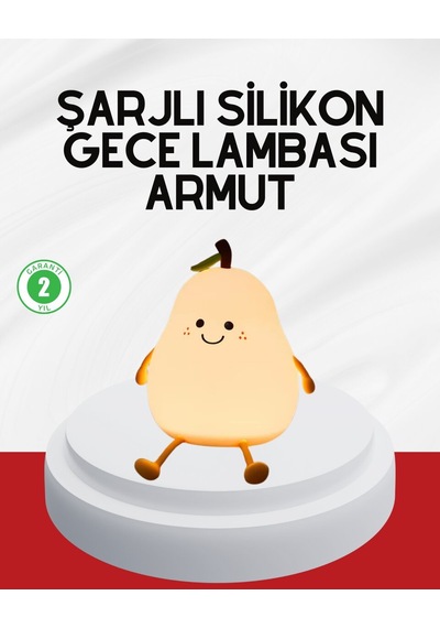 Northcity Usb Şarjlı Armut Gece Lambası Dokunmatik Renk Değişimli, Kablo Özlü & Enerji Tasarruflu Beyaz