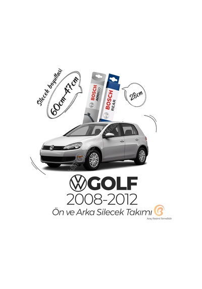Volkswagen Golf Ön ve Arka Silecek Seti 2008-2012 Bosch Aeroeco