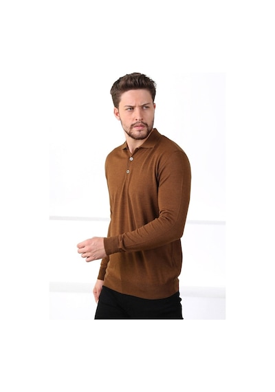 Ferraro Taba Polo Yaka Superfine Erkek Triko Kazak Taba