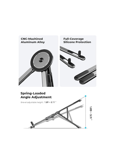 Lexroo Dizüstü Bilgisayar Macbook Stand Magsafe İle Uyumlu Telefon Standı Manyetik Tripot 4in1