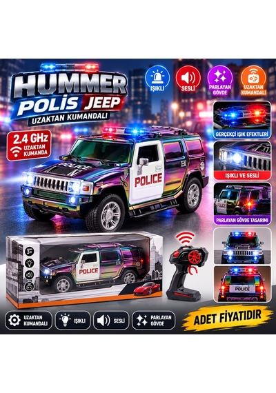 Wh327-10 Hummer Polis Jeep Parlak Oyuncak Polis Çok Renkli