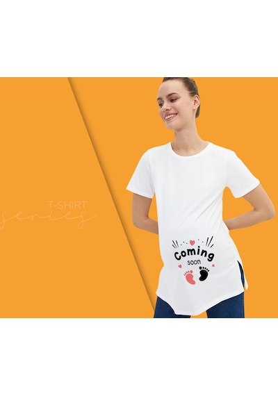 Bk Gift Espri Tasarımlı Beyaz Hamile Tişörtü, Hamileye Hediye, Yeni Anne Hediyesi, Arkadaşa Hediye-3 001