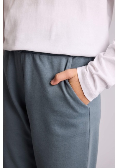 Defacto Regular Fıt Sweatshirt Kumaşı Pantolon Erkek Çocuk G0866a826spgr314 Gri-gr314