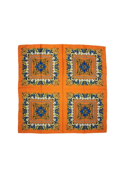 Tikitonki Etnik Çiçek Desenli Çok Parçalı Saten Oranj Eşarp Oranj Oranj