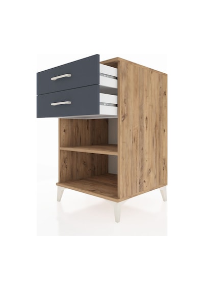 Kronos Komodin Tek Raflı 2 Çekmeceli 60x59x96 Çam-antrasit Atlas Çam