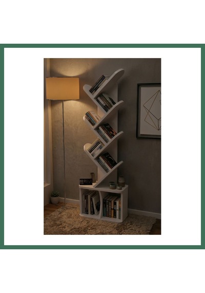 En-cag Yaprak Kitaplık Suntalam Beyaz 45x132 Bss