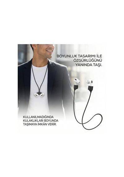 Caseonn Huawei Freebuds Se 2 / Se 3 Manyetik Boyun Askısı Kulaklık Tutucu İp Siyah