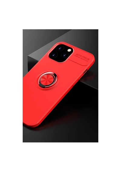 Apple Uyumlu - iPhone 12 Pro Max Kılıf Range Yüzüklü Silikon - Kırmızı