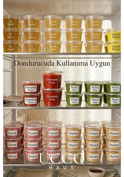 25 Adet 120 Ml Sızdırmaz Kapaklı Sosluk Buzluk Saklama Kabı, Et Suyu, Kemik Suyu Mutfak Organizeri Şeffaf