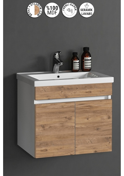 Çiğdem 65 Cm Beyaz -atlantik Çam Mdf Seramik Lavabolu Asma Banyo Alt Dolabı Beyaz - Atlantik Çam Çiğdem 65 Cm Beyaz -atlantik Çam Mdf Seramik Lavabolu Asma Banyo Alt Dolabı Beyaz - Atlantik Çam