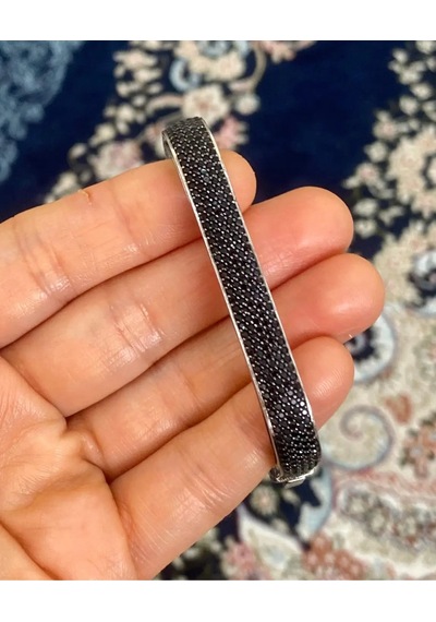 925 Ayar Gümüş Siyah Spinal Bilezik 318 Beyaz