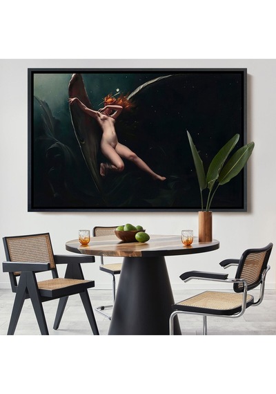 Çerçeveli Yıldızlı Gökyüzü Altında Bir Peri Kanvas Tablo, Klasik Sanat Kanvas Tablo-5383