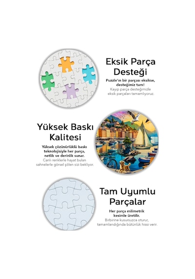 2 Adet 1000 Parça Puzzle - Galata Kulesi Manzaralı Ve Limanda Sakinlik Yapboz 68x48 Cm