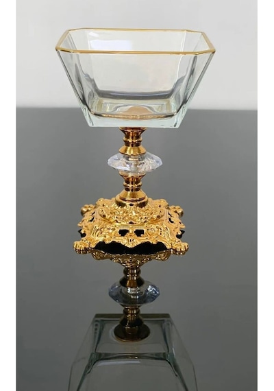 Atabey Home 6 Adet Metal Döküm Ayaklı Gold Detaylı Magnolia-kase-dondurmalık-şekerlik Lav Krn260