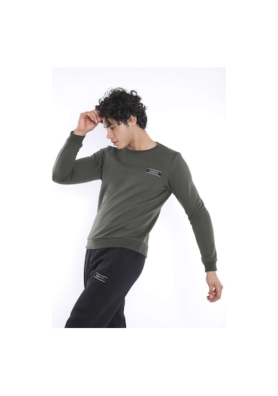 Escetic Erkek Spor Haki Kışlık Sweatshirt Takım, 3 İplik (İçi Şardonlu) K