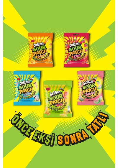 Kent Jelibon Sour Patch Kids Karışık Meyve Aromalı Şekerleme 24 x 80 G