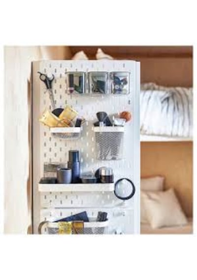 Ikea Skadis Uyumlu Beyaz Delikli Pano Duvar Organizeri Farklı Ebatlar 56 x 56 CM