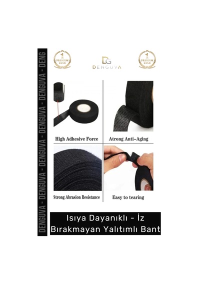 Premium Isıya Dayanıklı Aşınma Direnci Kalıntı Bırakmayan Alev Geciktirici 10mt Yalıtım Bant 3 Adet