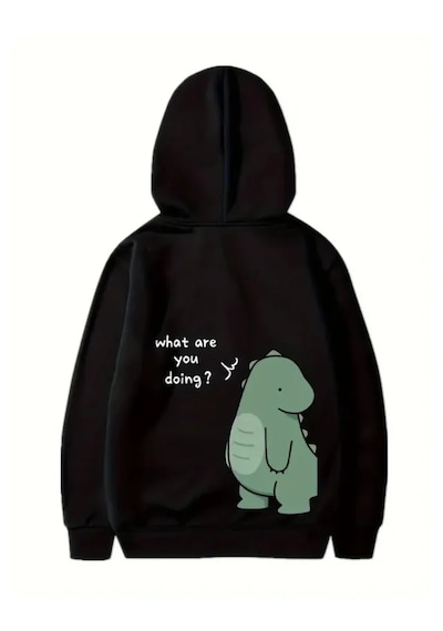 Modi Sevgililer Günü Baskılı Oversize Kapüşonlu Sweatshirt Hoodie - Siyah Açık Siyah