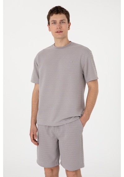 U.S. Polo Assn. Erkek Comfort Fit Bisiklet Yaka Koyu Gri Tişört 50308814-VR080