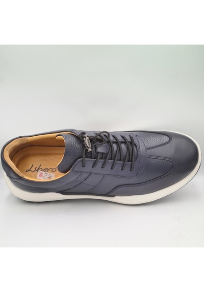 Libero 5223 Lacivert Hakiki Deri Erkek Günlük Sneaker Ayakkabı Lacivert