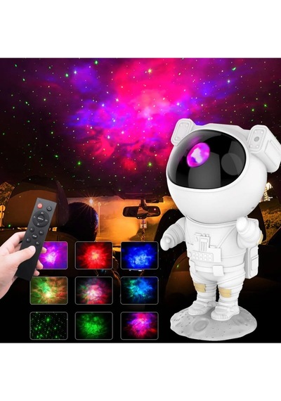 Astronot Projektör Gece Lambası Rahatlatıcı Doğal Melodiler Ve Uz Çok Renkli