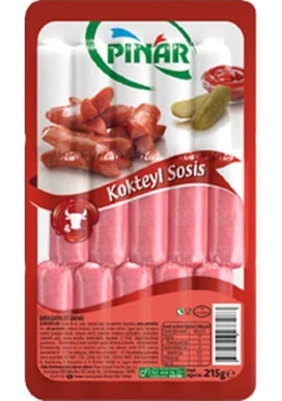 Pınar Minik Soyulmuş Dana Kokteyl Sosis 215 G - %100 Dana Etinden Pratik Ve Lezzetli