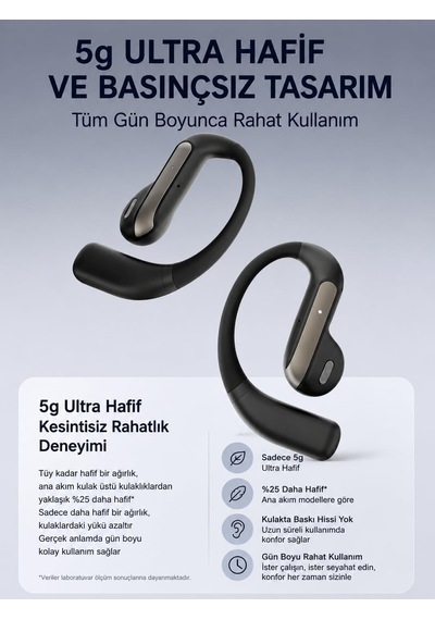 Aı Çeviri Kulaklığı, 164 Dil Anlık Çeviri, Bluetooth 5.4 Açık Kulak Kablosuz Kulaklık, Enc Gürültü Azaltma, 20 Saat+ Pil Ömrü, Android Ve İphone Uyumlu Krem