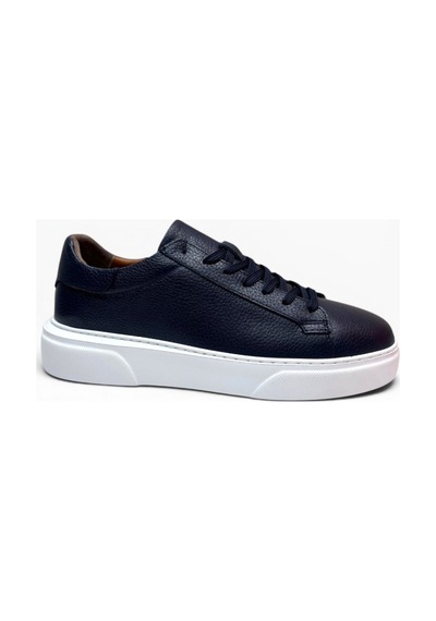 Brt Lf-050-26 Hakiki Baskı Deri Anatomik Erkek Sneaker Lacivert Beyaz