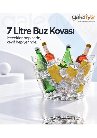 Galeriyo 7 Lt. İçecek Ve Buz Kovası Taşınabilir Seffaf Şeffaf