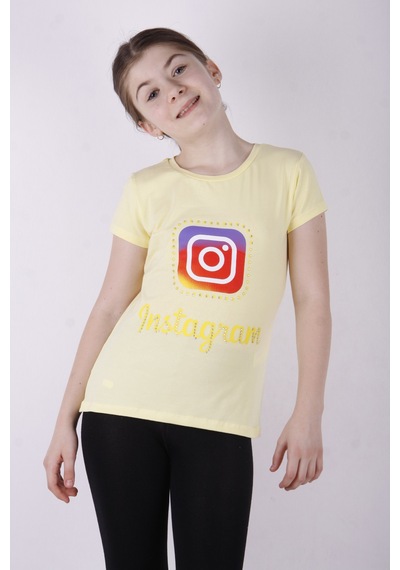 Toontoy Kids Toontoy Kız Çocuk Insagram Baskılı Tişört Sarı