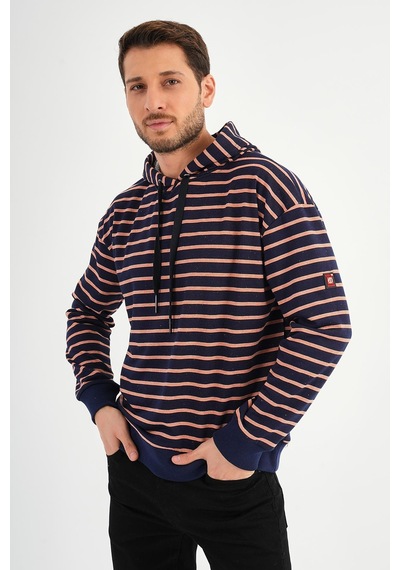 Alexandergardı Çizgili Kapüşonlu Sweatshırt Unx-00242 001